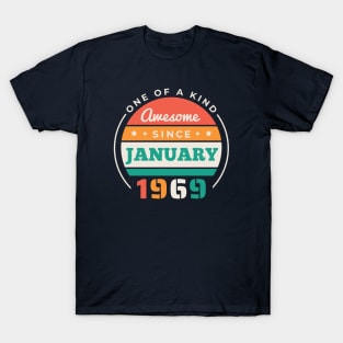 Retro Awesome Since January 1969 Birthday Vintage Bday 1969 T-Shirt